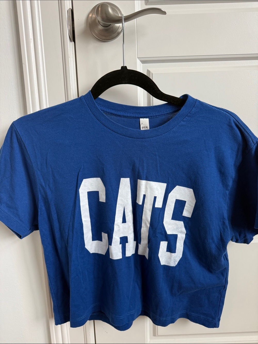Blue 'CATS' Crewneck Pet Tee - White Lettering